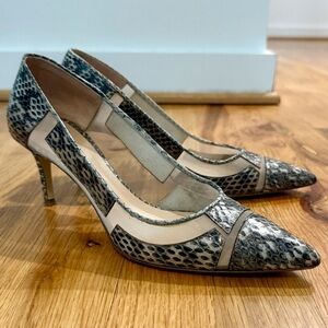 M. Gemi Snakeskin & Mesh Pointed Toe Pumps | Made in Italy | IT 36 / US 6